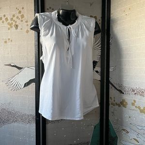 Anthropologie cloth & stone White fringed blouse Size L NWT